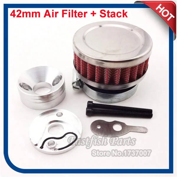 Racing 42mm Air Filter + Adapter Velocity Stack Aluminum For Go Ped G2D