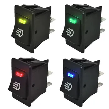 

4Pcs/Lot Blue Green Red Yellow 12V 35A Universal Car Fog Light Rocker Switch LED Dash Dashboard 4Pin VEQ18 P10