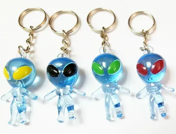 

12 pcs Aliens Key Ring Blue Pinata Bags Filler Toys Prize Birthday Party Favors Game Gift Capsule Vending Machine Novelty Prize