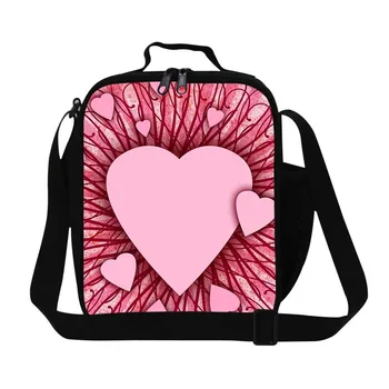 

2016 Pink Hearts Pattern Lunch Bag For Girls Insulated Children Lunch Box Cute Thermal Food Bag Minion Bolsa Termia Small Bento