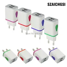 Szaichgsi 200 шт. красочные 3.1a нам домой зарядное устройство AC адаптер питания Разъем для IPad и Iphone 4 5 6 6S 7 7 плюс