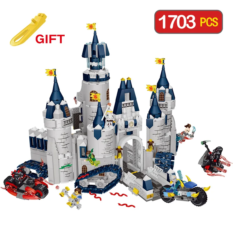 

Mars & Dragon Castle Diy Blocks Compatible LegoINGLY Knight Felix motorcycle fight Bricks Building Blocks Toys For Children Gift