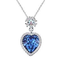 

JO'SYJSP Titanic Crystal Heart Blue Necklace Pendants Swarovski Elements Women's Fashion Wedding Necklace Jewelry Gifts