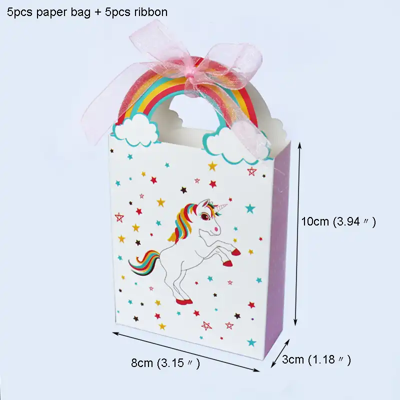 Toyvian 24pcs Sacs de Papier Licorne avec poign/ée Arc-en-Ciel Cadeau Sacs Sacs de Bonbons Shopping Bags pour Enfants Anniversaire Licorne pour f/ête de Fournitures d/écorations de faveur