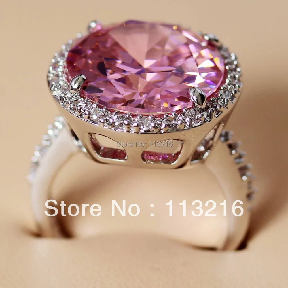

Fleure Esme Charm Cute engagement rings for women christmas gifts Pink Cubic Zirconia Rhodium Plated R147 size 6 7 8 9 10 11 12