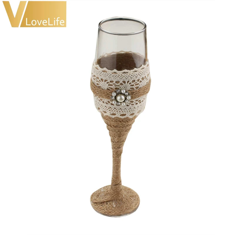 2 шт./компл. красивые свадебные бокалы из мешковины для поднятия тоста Свадебный