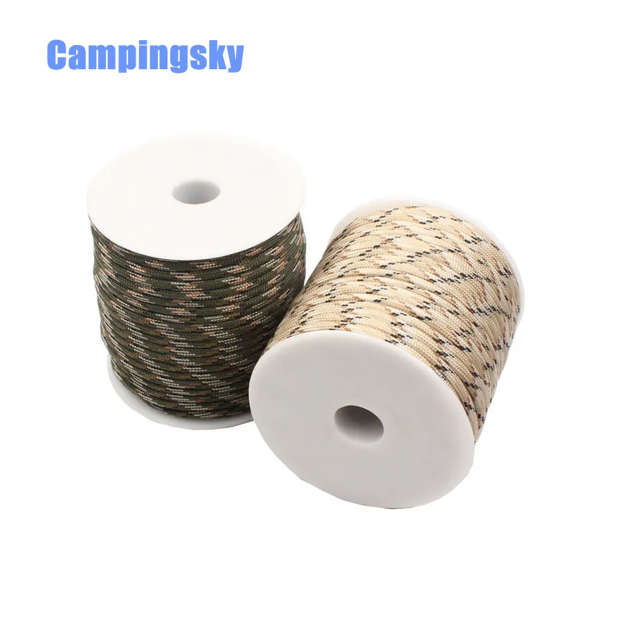 CAMPINGSKY Paracord 550 4 ملليمتر حبل 100FT حبل مظلة للنجاة المظلة الحبل الحبل حبل تسلق التخييم بقاء معدات كيت