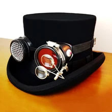 Gear DUKE стимпанк Шляпа Шестерни очки Готический викторианский Косплей Fedora Top Heawear
