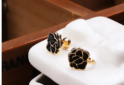 

Lovely rose flower ear clips vintage no pierced ear clip U-type resin earring charming clip for woman LM-C263