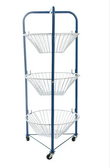 Simple kitchen 3 layer receive shelf. Removable shelves with sliding vegetables. Wrought iron tripod