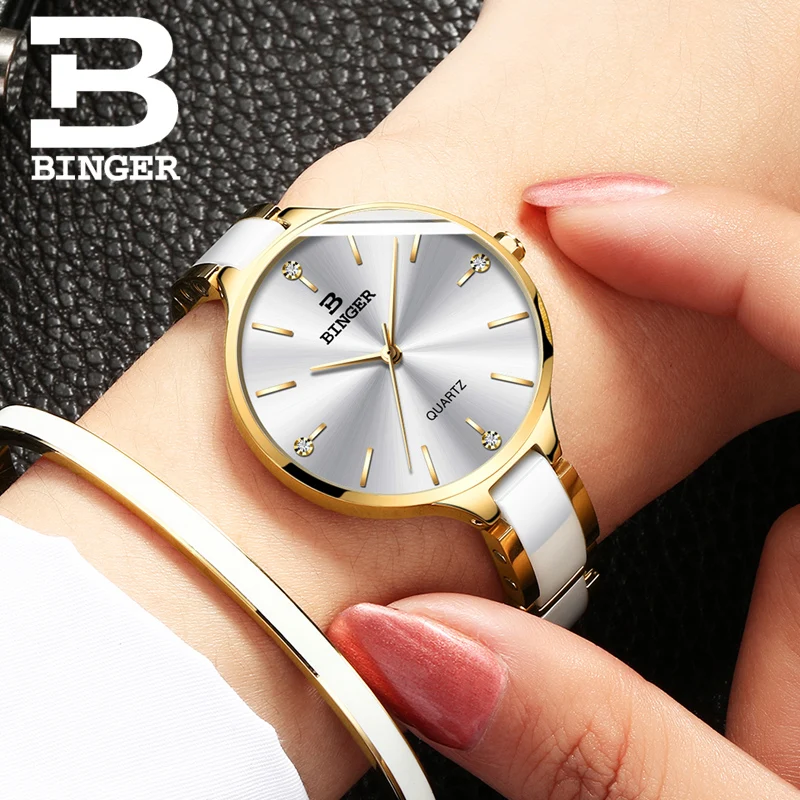 BINGER, брендовые модные часы, женские роскошные часы, браслет из керамики и нержавеющей стали, аналоговые наручные часы, Relogio Feminino Montre Relogio