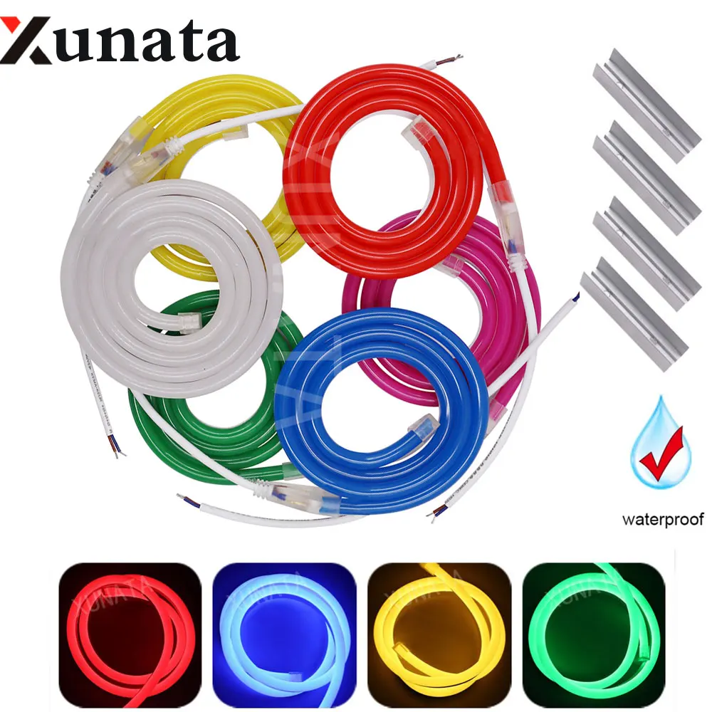 

DC12V Neon Light SMD 2835 LED Strip Neon Tape 120Leds/m Flexible IP67 Waterproof Neon Sign for Rooms Party Bar Decor 1-100M