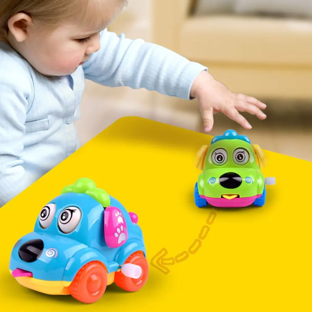 Baby Kidss Clockwork Funny Toy Cartoon Puppy Running Car Clockwork Classic Toy Baby Educational Animal Dog Toy Car Drop Shipping