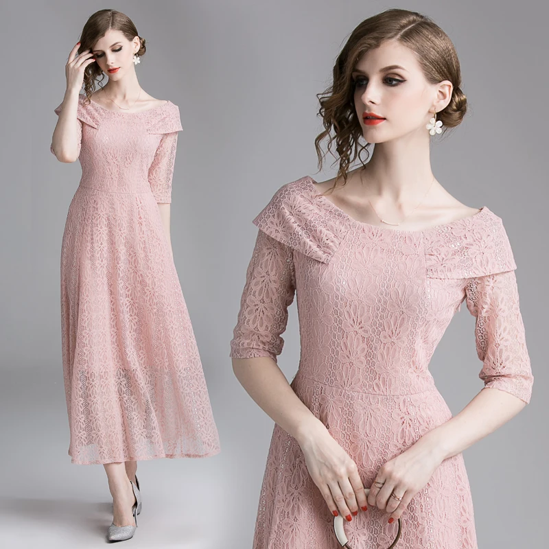 Модные женские туфли с кружевом Розовое платье 2019 Лето баски Вечерние Vestidos