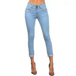 Новые Женские однотонные брюки обтягивающие джинсы с низкой талией 2019 женские узкие джинсовые брюки женские брюки