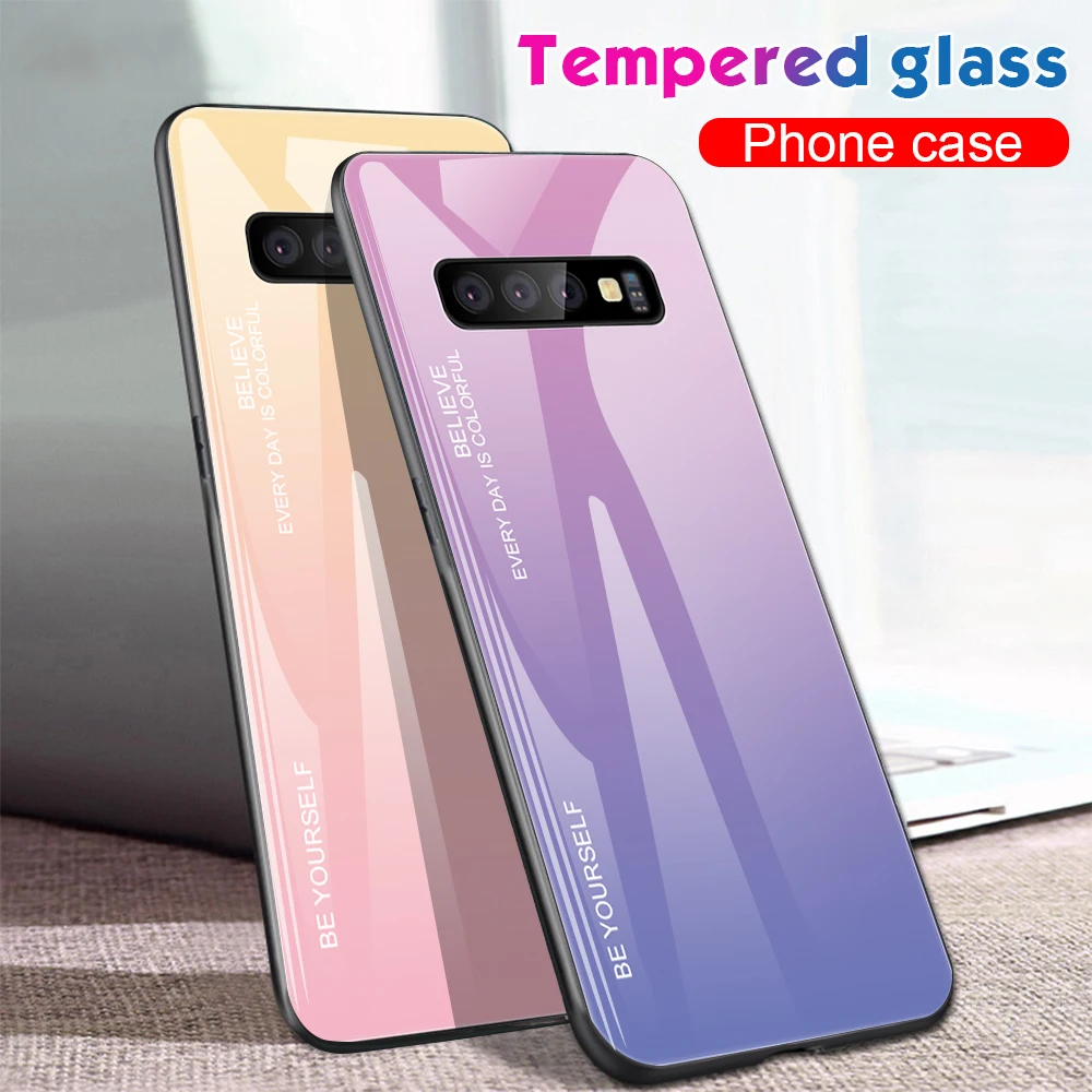 2019 For Samsung Note 9 Case Samsung Note 5 Case Luxury Brand Gradient Tempered Glass Back Cover For Samsung Note 8 Case
