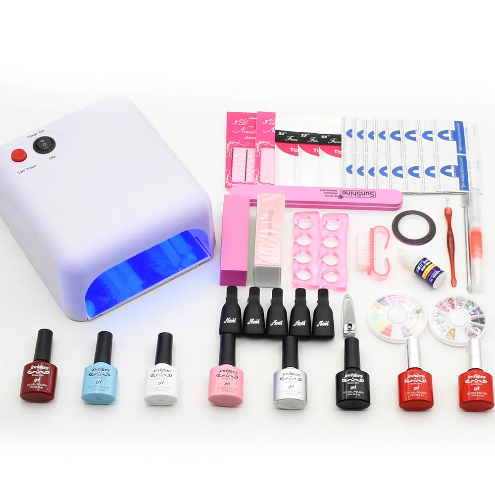 

nail set uv lamp Dryer with nail gel polish soak off manicure products lasting gel nail polish kit for nail art tools