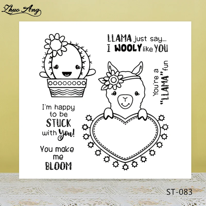 

Cute Alpaca and Cactus Transparent Silicone Seals for DIY Scrapbooking/Photo Album Decorative Card Making Clear Stamps Supplies