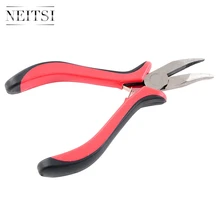 Neitsi изогнутые плоскогубцы с длинным носом инструменты для наращивания волос для укладки волос микро-кольца плоскогубцы красного цвета 1 шт./упак