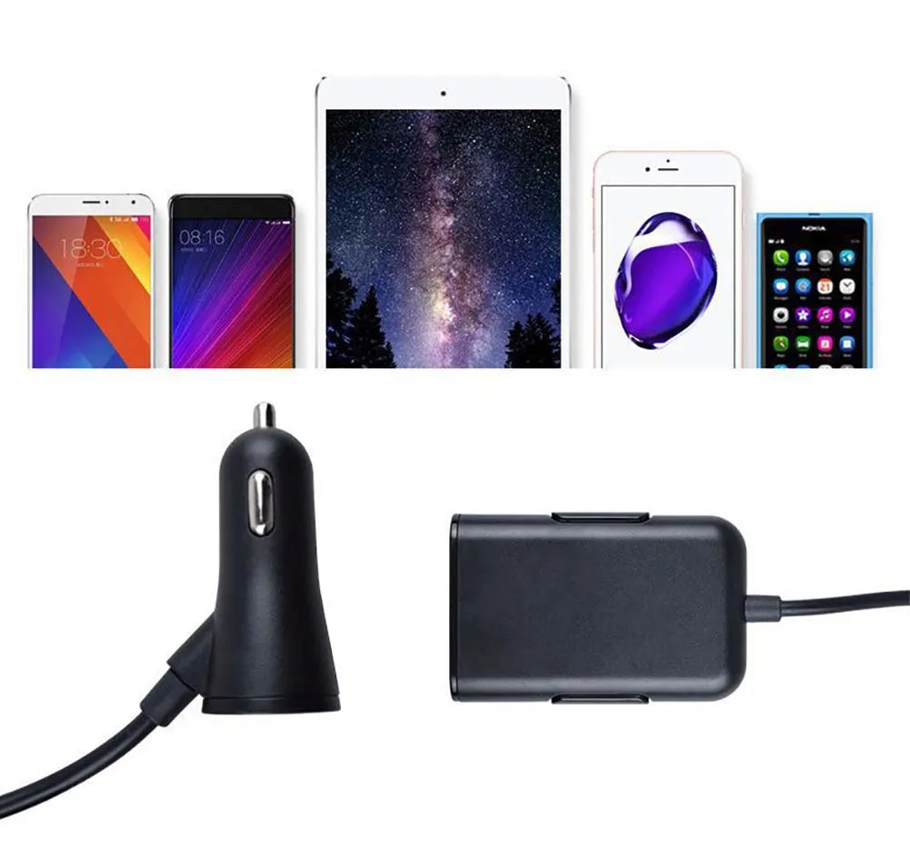 4 порта USB Quick QC3.0 автомобильное зарядное устройство для переднего заднего сиденья