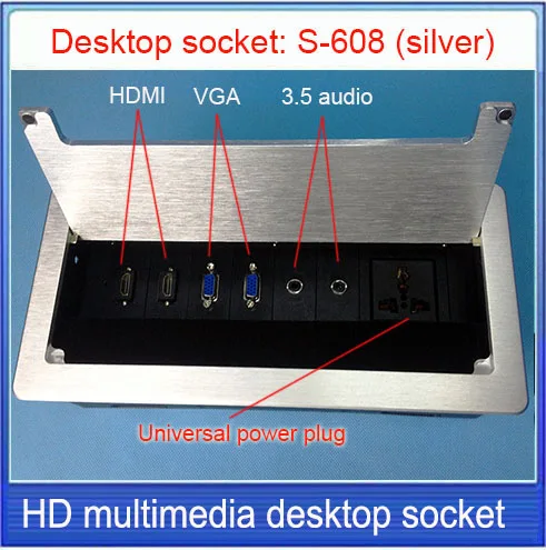 Настольная розетка/гнездо из алюминиевого сплава аудио 3 5 HDMI мультимедийная