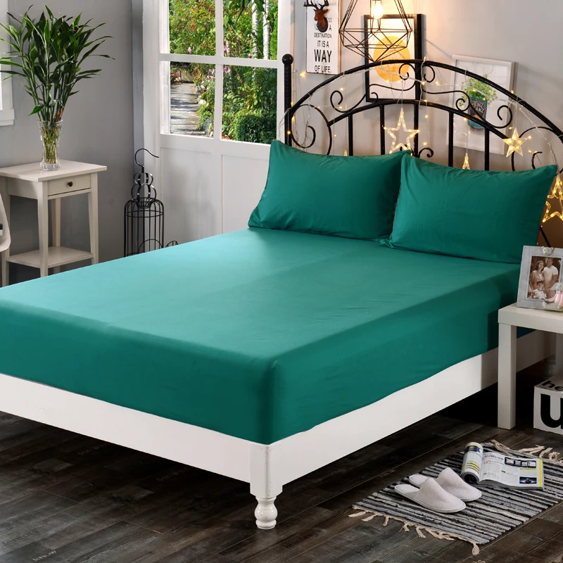 

1pcs 100% Polyester Super soft Solid Fitted Sheet Mattress Cover Four Corners With Elastic Band Bed Sheet 65