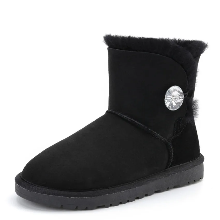 Г., женская обувь наивысшего качества из натуральной овечьей кожи красивые классические зимние ботинки женские ботинки из натуральной овечьей кожи - Цвет: black