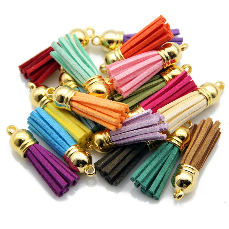 

20pcs Mix Color Velvet Faux Leather Tassel Pendant For Diy Cellphone Straps Key Chain Accessories Handmade Charm Jewelry Gifts