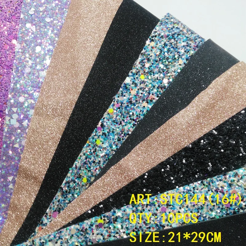 Прозрачный запас 1 комплект(10 шт.) 21X29 см Alisa Glitter Cuero Sintetico блестящая кожа для DIY аксессуары для волос ремесло STC144 - Цвет: 16