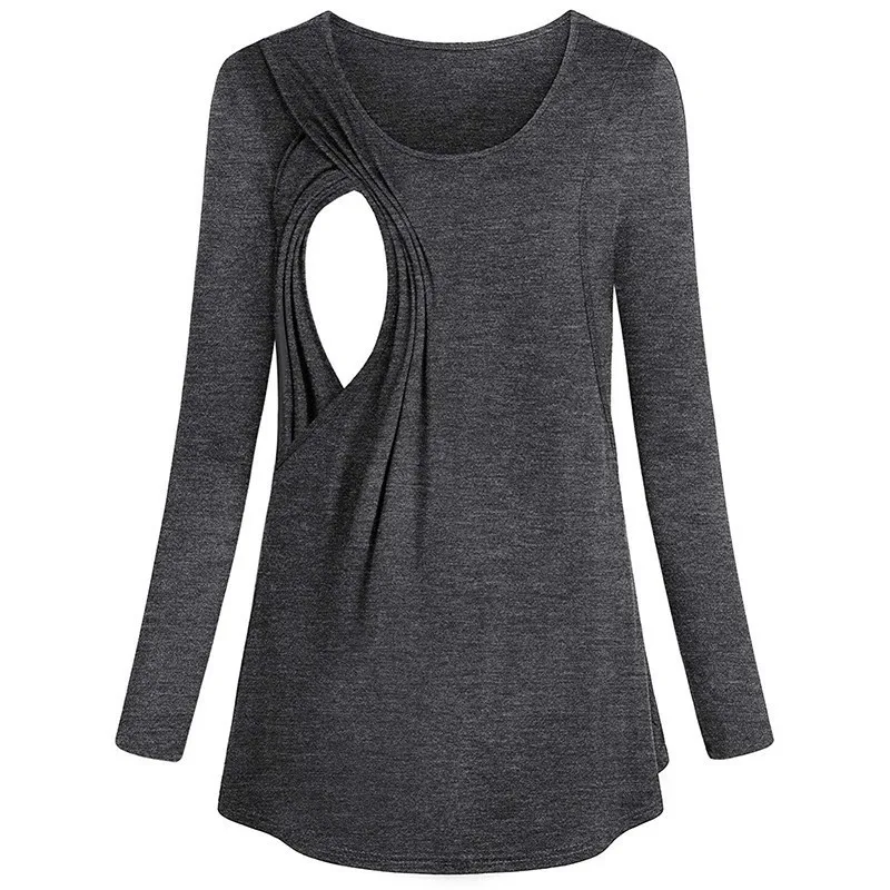 

Autumn Maternity Clothes Long Sleeve Nursing Tops Winter Breastfeeding Tees For Pregnant Women Pregnancy Nurse Wear T-Shirt