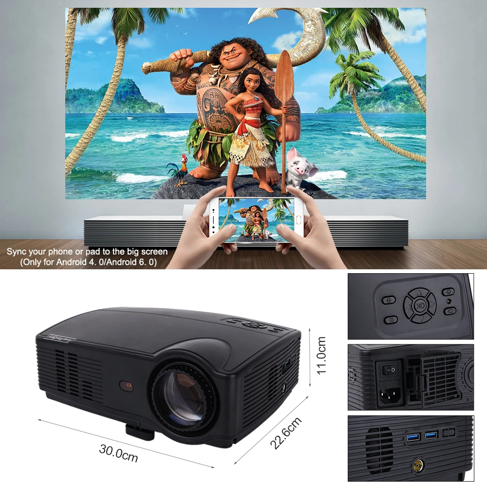 Touyinger Everycom X9 светодиодный HD проектор 3500 люменов Beamer 1280*800 LCD TV Full 4K видео домашний
