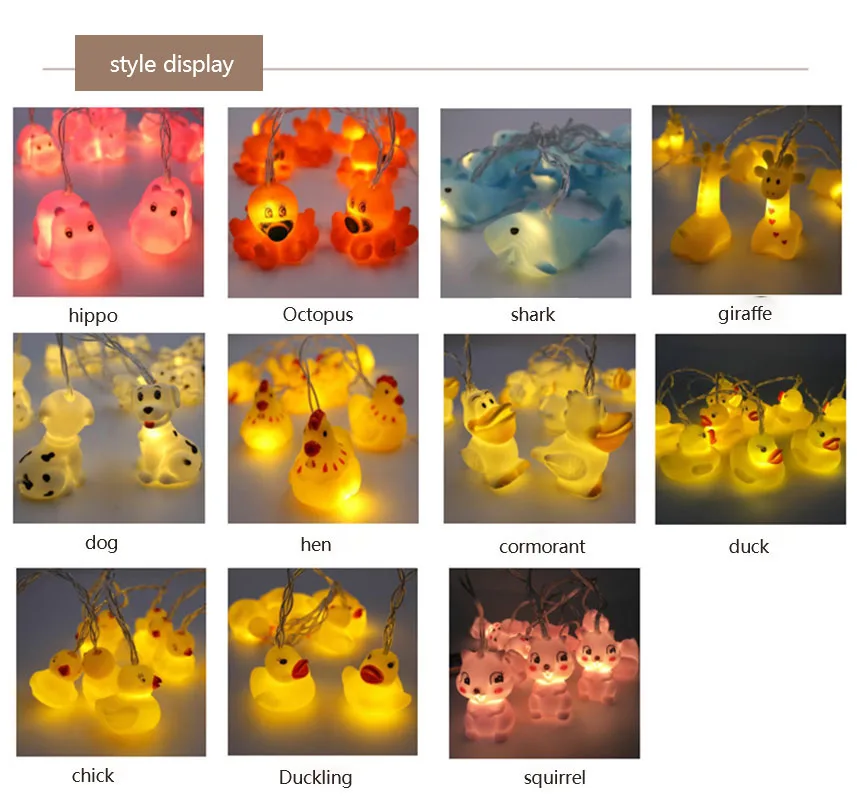 Утка/собака/Жираф/Бегемот ночник Рождественская гирлянда сказочные гирлянды для детской комнаты вечерние свадебные украшения