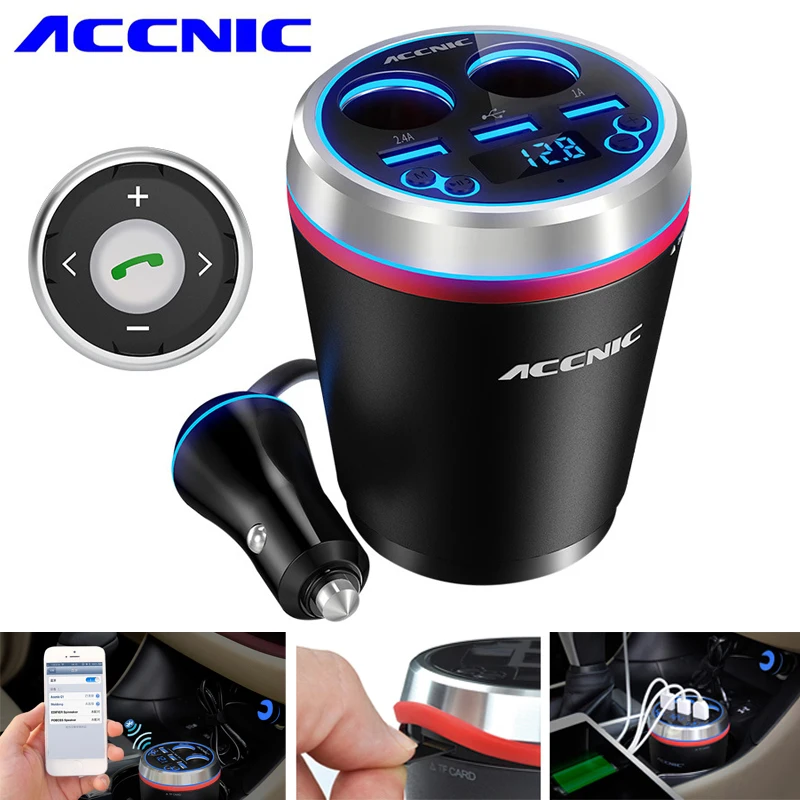 Accnic Car Socket 3 USB FM Transmitter Radio Receiver Car Cigarette