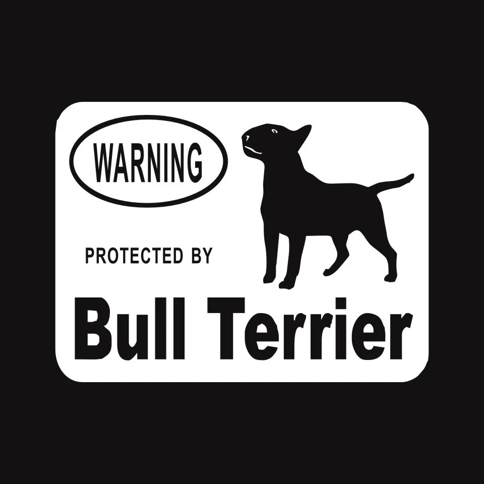 Creative Fashion Protected By Bull Terrier Protected Animal Car Tail Car Stickers Black Silver Laser Vinyl Sticker 13 (6)