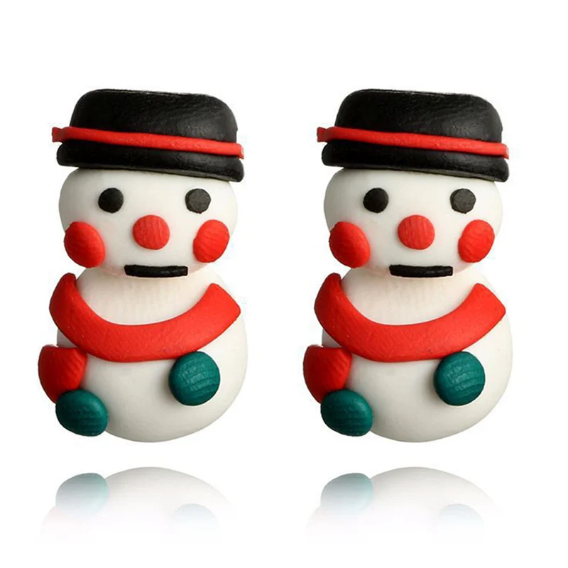 

1 Pair New Fashion Jewelry Soft Pottery Christmas Snowman Stud Earrings For Women Girls Statement Brincos Pendientes