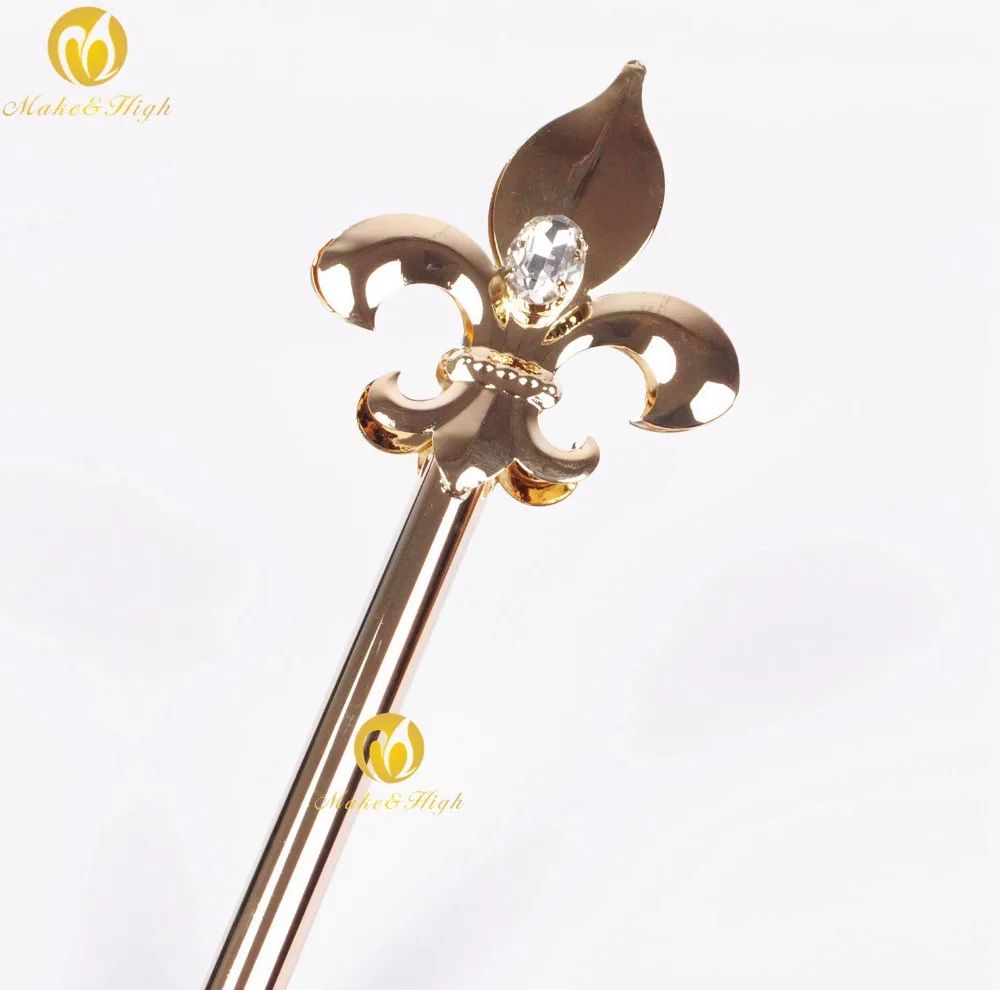 

Gold Unix Sceptres Wand Imperial Medieval Long Scepters Crystal Beauty Pageant Prom Party Costumes Handheld Props