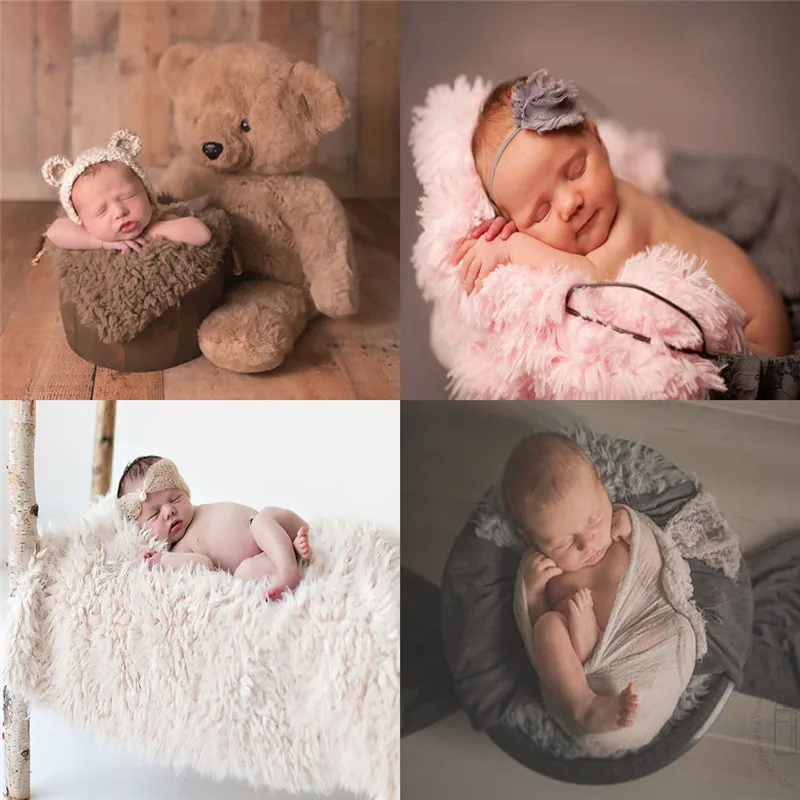 

50 x 50cm Newborn Baby Infant Fake Fur Rug Blanket Photography Photo Background Props Basket Stuffer Filler Stuffer Faux Fur