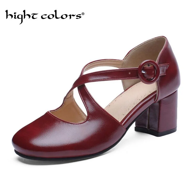 

Women Pumps Ankle Strap Thick Heel 2019 Shoes Women Square Toe Mid Heels Dress Work Comfortable Ladies Casual Shoes