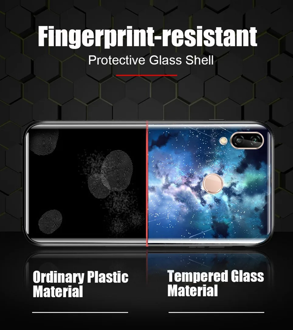 Tempered glass Case For Huawei Honor 7A Luxury Pattern Coque For Huawei Mate 20 10 P20 Lite Honor 9 Lite 10 Nova 3 P Samrt Cover (11)