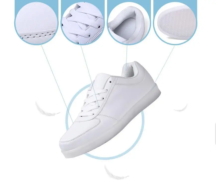 Размеры 35–44 зарядка через usb светодиодный светильник со шнуровкой обувь вела тапочки Для мужчин на осень и весну для Для женщин светящиеся кроссовки, кроссовки с Подсветка светильник обувь