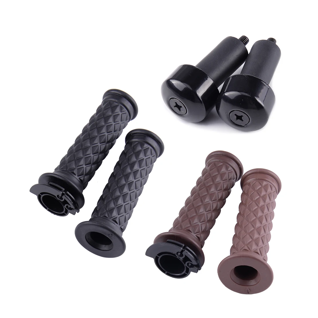 CITALL 1 Pair 7/8" 22mm Motorcycle Handlebar Grip Bar+End Plugs Caps