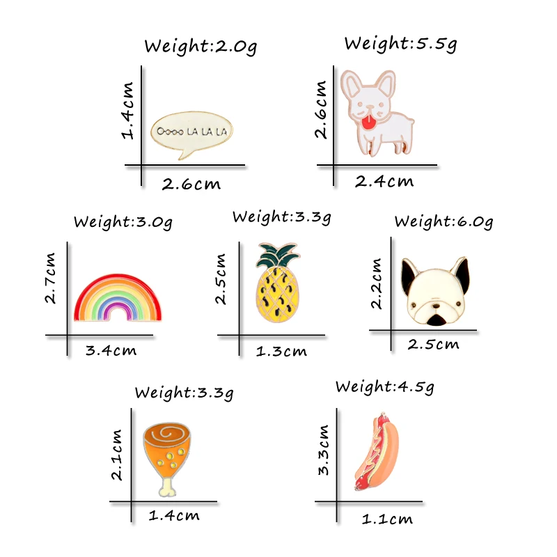 Милая собака Броши Радуга ананас куриная нога Металл эмалевые значки джинсовые куртки рубашка лацкан булавка для детей мультфильм Ювелирные изделия Подарки
