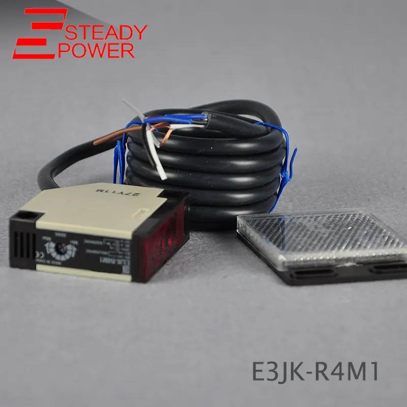 

E3JK-R4M1 Square Reflex Light Barrier Sensor DC12-24V / AC90-240V Retroreflective photoelectric sensor switch