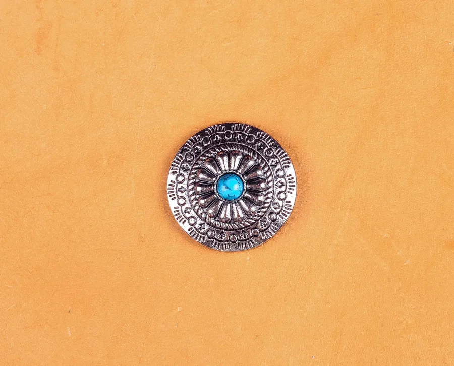 10 шт. 30 мм Western Concho синяя бусина Бирюзовый цветок кожевенное ремесло отвертка Conchos серебро