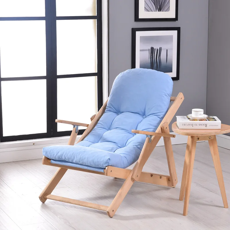  Soft and comfortable lazy chair wooden foldable reclining chair folding chair recreational lunch ba