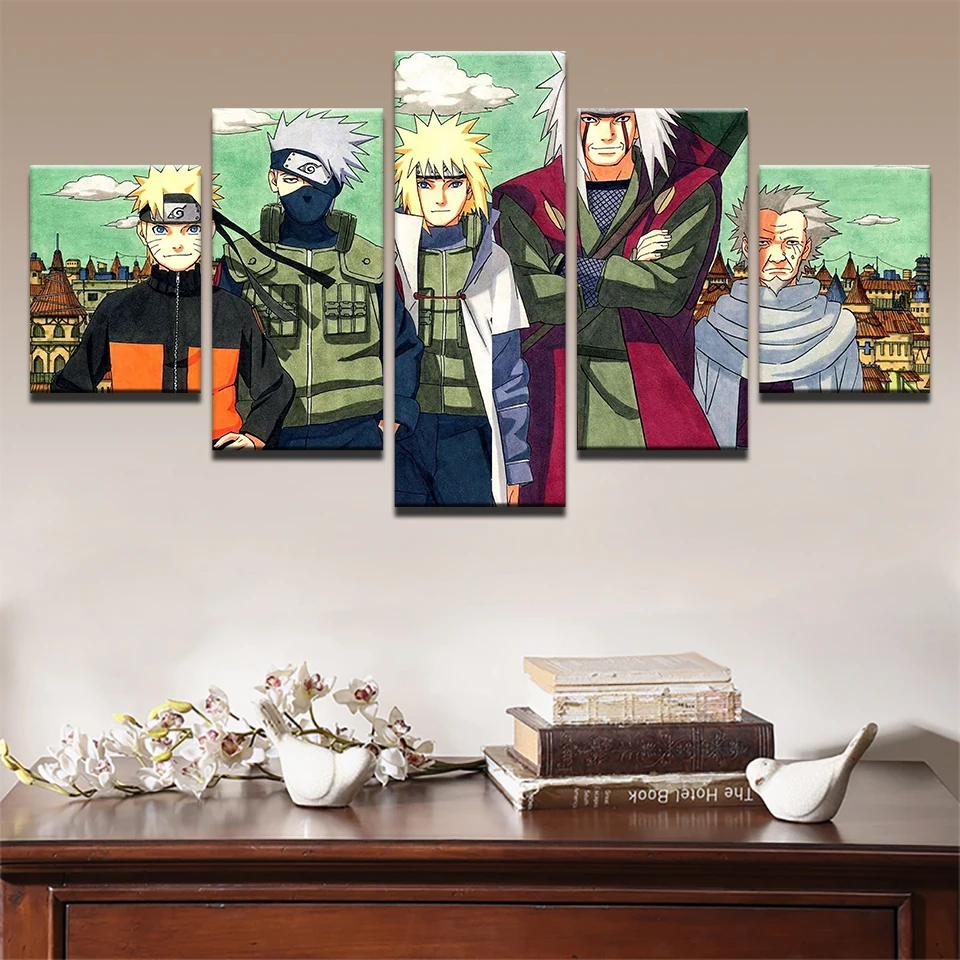 

Teacher and pupil NARUTO Anime 5 Piece Poster Decorative Home Decor Picture HD Print Paintings on Canvas Wall Art Home Decor