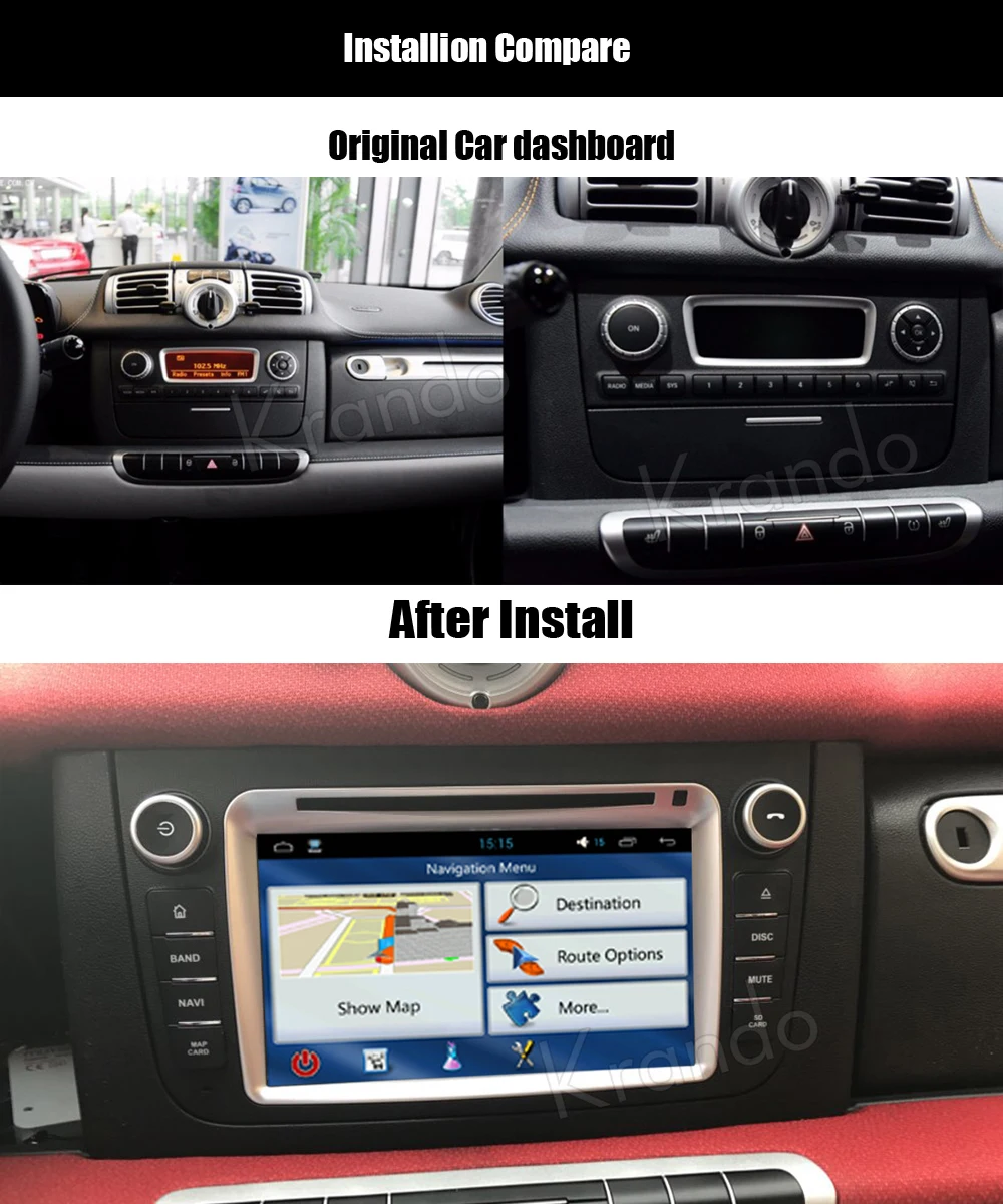 Perfect Krando Android 9.0 car radio for benz smart fortwo 2010 2011 2012 2013 2014 car multimedia android dvd gps navigation system 2