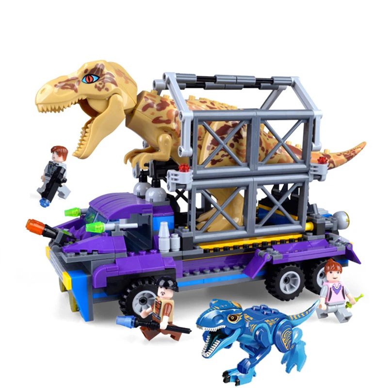 417pcs Jurassic World Dinosaur Legoings Technic Blocks T-Rex Defense HQ set Big Particle Building Block Duploe Brick Toys