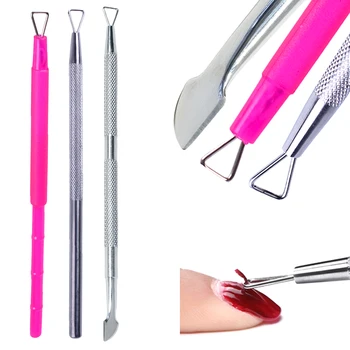 

1pc Removal Stick Rod Triangle Stainless Steel Cuticle Pusher Nail Art Gel Polish Remover Cleaner Decoration Manicure Tool TR657