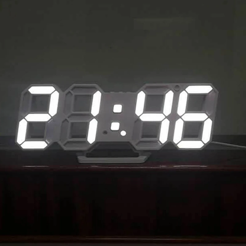 Современный дизайн большой цифровой светодиодный настенные часы большие креативные винтажные часы украшение дома Декор 3D белые часы
